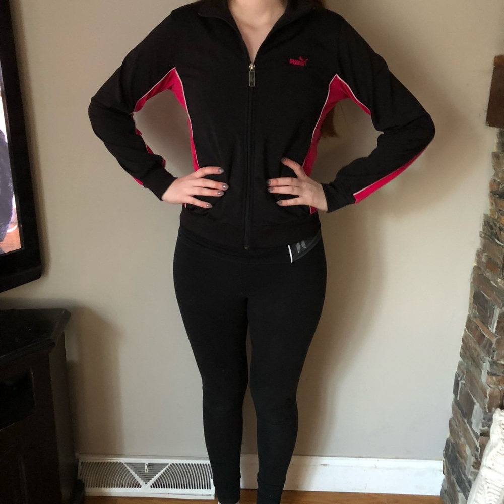 Black and Pink Puma zip up